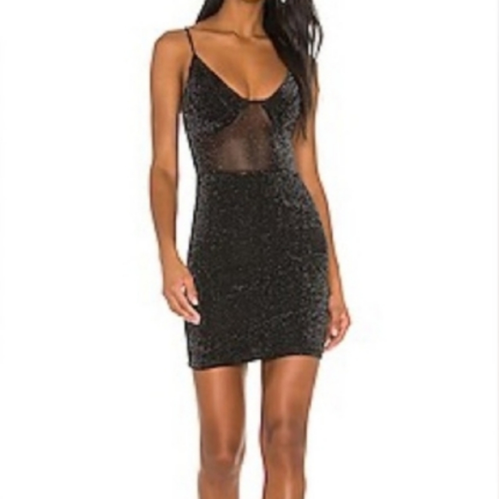 superdown Black Glitter Mini Dress